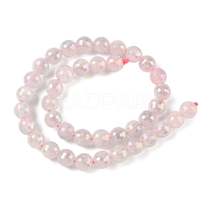Electroplated Natural Rose Quartz Beads Strands G-Z038-A03-03AB-01-1