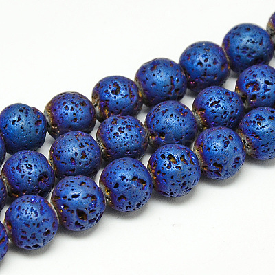 Electroplate Natural Lava Rock Beads Strands X-G-T058-03B-1