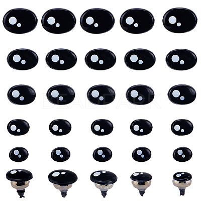 100 Sets 5 Style Oval Plastic Craft Safety Screw Noses DOLL-GF0001-03-1