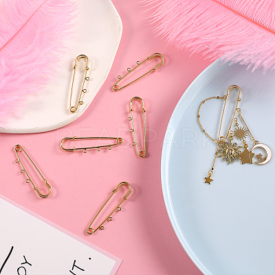 10Pcs Brass Brooch Findings KK-SC0003-43-1