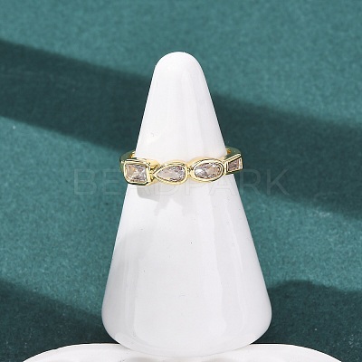 Adjustable Brass Micro Pave Cubic Zirconia Finger Rings for Women RJEW-K264-03G-1