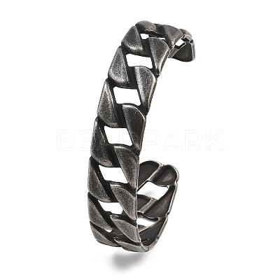 316 Surgical Stainless Steel Curb Chain Cuff Bangles BJEW-C125-08AS-1