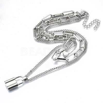 Zinc Alloy 3 Layered Necklaces NJEW-N047-004-RS-1