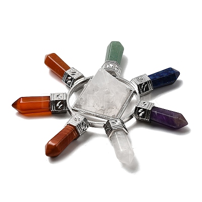 Natural Mixed Stone Pyramid & 7 Chakra Points Energy Generator DJEW-K011-A-1