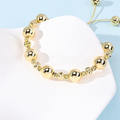 Brass Round Beads Slider Bracelets for Women BJEW-D357-06B-G-1
