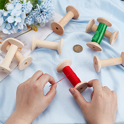 Wood Thread Bobbins TOOL-WH0155-140-1
