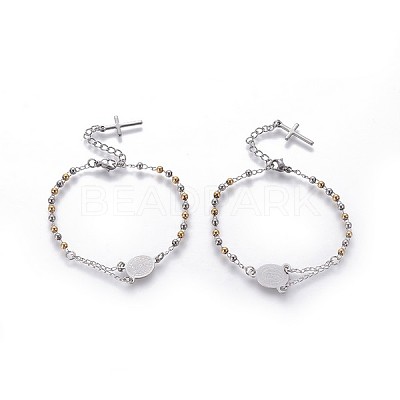 304 Stainless Steel Charm Bracelets BJEW-P258-17GP-1