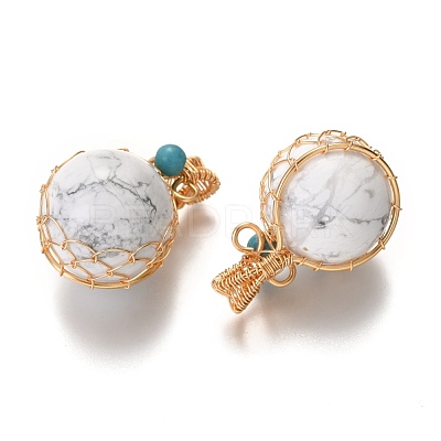 Natural Howlite & Turquoise Pendants X-G-B001-02G-O-1