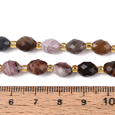 Natural Petrified Wood Beads Strands G-N342-53-8x6-07-1