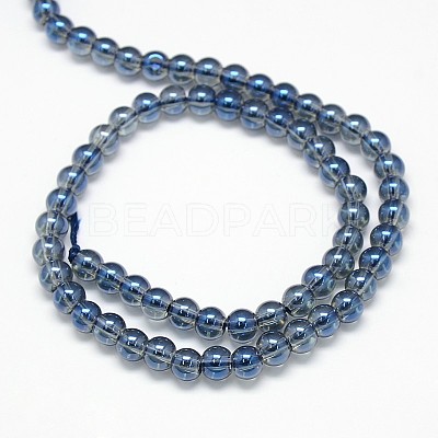 Electroplate Crystal Glass Round Beads Strands EGLA-F037-6mm-A03-1