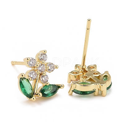 Cubic Zirconia Flower of Life Stud Earrings X-EJEW-G288-22G-1