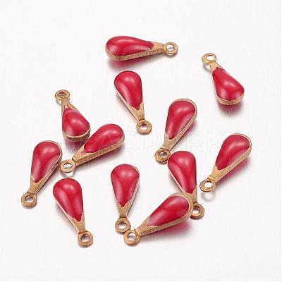Antique Golden Plated Brass Enamel Teardrop Charms KK-Q571-01G-1