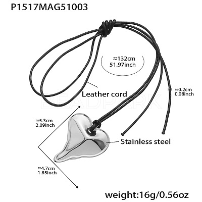 304 Stainless Steel Pendant Adjustable Black Waxed Cord Necklaces for Women FS-WGE3E56-03-1