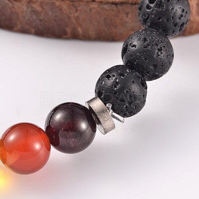 Natural Lava Rock Beaded Stretch Bracelets BJEW-JB02184-05-1