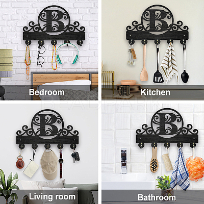 Wood & Iron Wall Mounted Hangers HJEW-WH0055-218-1