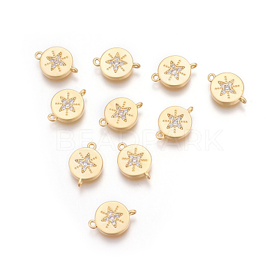 Brass Micro Pave Cubic Zirconia Links KK-O118-03MG-1