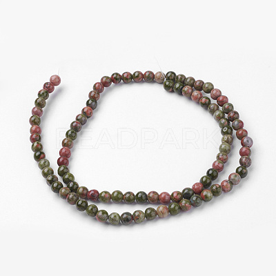 Natural Unakite Bead Strands G-G735-67-4mm-1