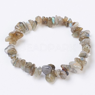 Natural Labradorite Stretch Bracelets BJEW-JB03681-07-1