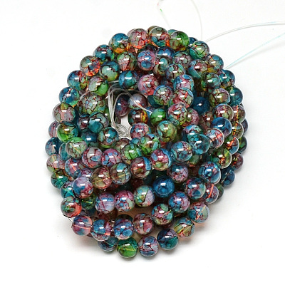 Baking Paint Glass Beads Strands X-DGLA-Q023-8mm-DB70-1