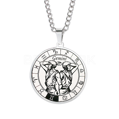 Non-Tarnish Unisex 201 Stainless Steel Constellation Pendant Necklaces NJEW-T011-LA721-3-1