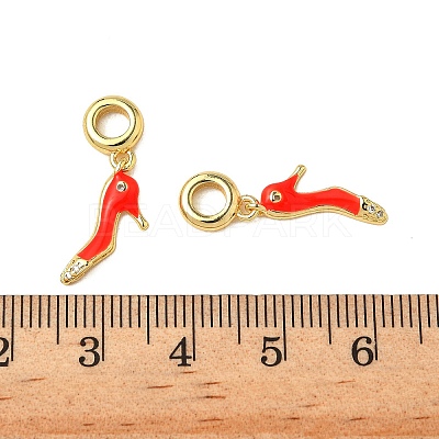 Brass Micro Pave Clear Cubic Zirconia European Dangle Charms KK-K293-52G-1