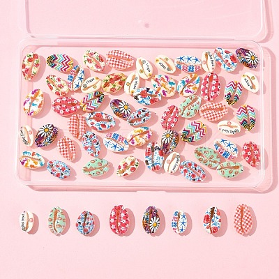 60Pcs 12 Styles Printed Natural Shell Beads BSHE-FS0001-08-1