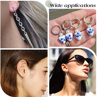 12 Pairs 202 Stainless Steel Huggie Hoop Earrings with 316 Surgical Stainless Steel Pins EJEW-SC0001-40P-1
