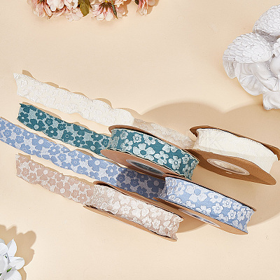 Flower Polyester Ribbons SRIB-WH20020-053A-03-1
