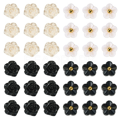 40Pcs 2 Styles 1-Hole ABS Plastic Buttons BUTT-TA0001-32-1