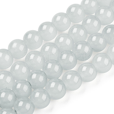 Baking Paint Imitation Jade Glass Round Bead Strands X-DGLA-Q021-6mm-43-1