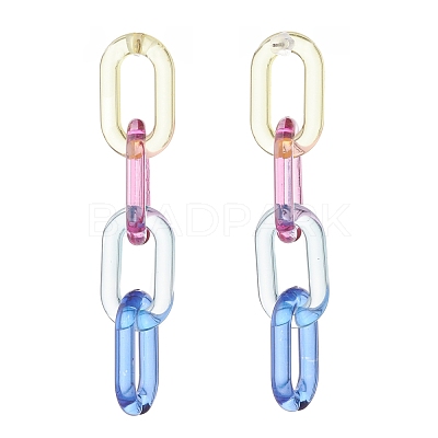 2Pair 2 Color Candy Color Acrylic Cable Chain Tassel Dangle Stud Earrings for Women EJEW-JE04769-1