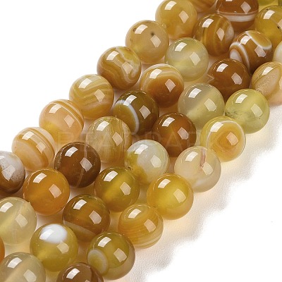 Natural Striped Agate/Banded Agate Beads Strands G-Z060-A01-C09-1