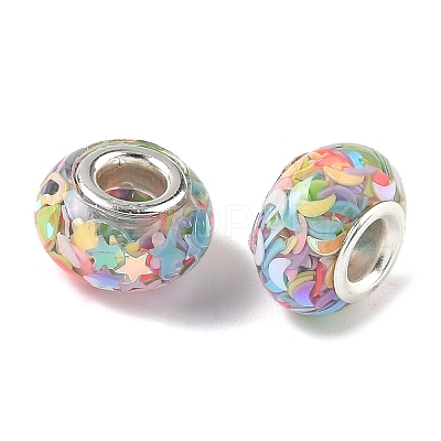 Transparent Resin Rondelle European Beads RESI-S023-04-1