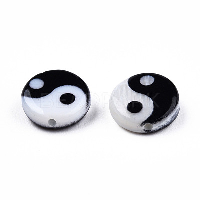 Natural Freshwater Shell Printed Beads SHEL-N026-207B-01-1