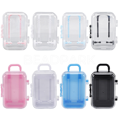 8Pcs 8 Colors Trolley Bag Shaped Plastic Candy Storage Boxes AJEW-SP0002-62-1