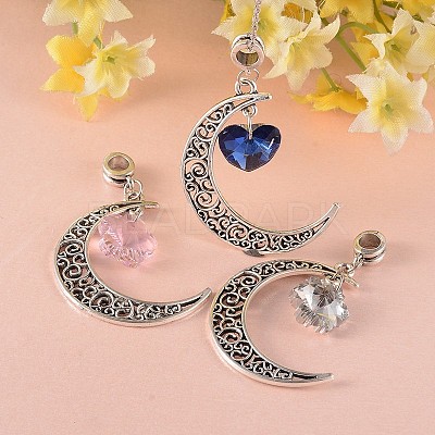 Tibetan Style Moon Large Hole European Big Dangle Charms PALLOY-JF00094-1
