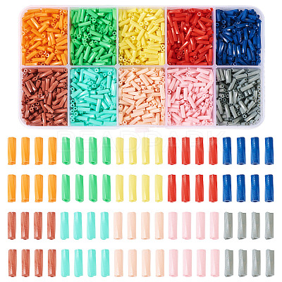 80G 10 Colors Baking Paint Glass Twist Bugle Beads SEED-TA0001-47-1