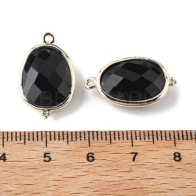 Natural Obsidian Faceted Oval Connector Charms G-H323-02G-06-1