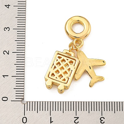 Rack Plating Brass Dark Cyan Enamel European Dangle Charms KK-U035-24G-1