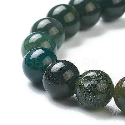 Natural Moss Agate Beaded Stretch Bracelets BJEW-D446-C-44-1