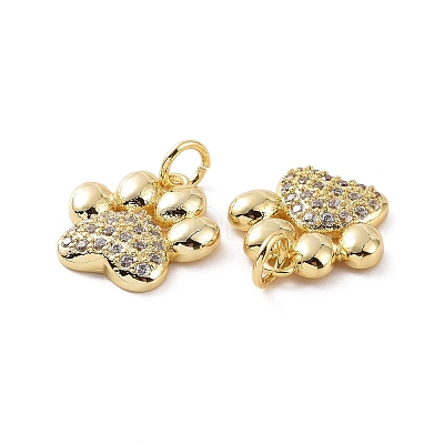 Rack Plating Brass Micro Pave Cubic Zirconia Charms KK-C008-36G-1