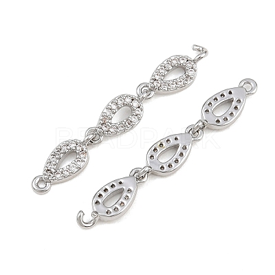 Brass Micro Pave Clear Cubic Zirconia Connector Charms CU-CBAA6E8-12P-1