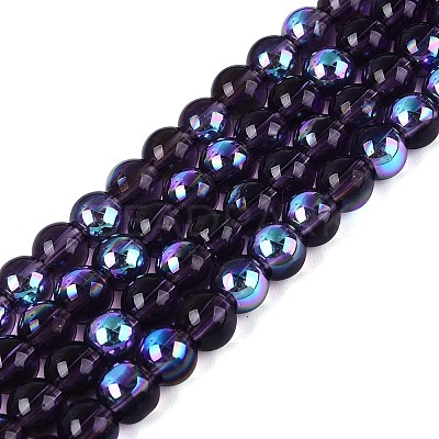 Transparent Electroplate Glass Beads Strands EGLA-Q132-6MM-01A-10-1