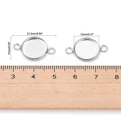 Tarnish Resistant Flat Round 304 Stainless Steel Cabochon Connector Settings STAS-E079-02-1
