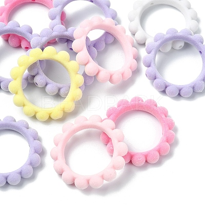 10Pcs Flocky Acrylic Beads OACR-YW0004-08-1