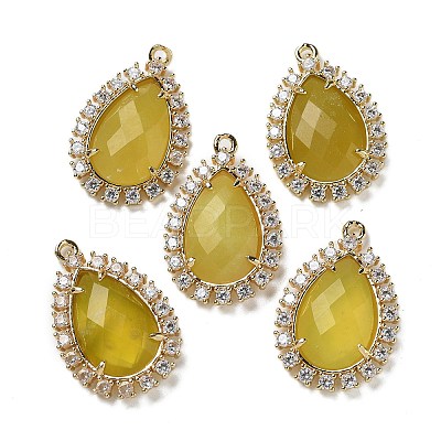 Natural Korean Jade Faceted Teardrop Pendants G-I375-01G-05-1