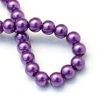 Baking Paint Pearlized Glass Pearl Round Bead Strands X-HY-Q003-4mm-37-1