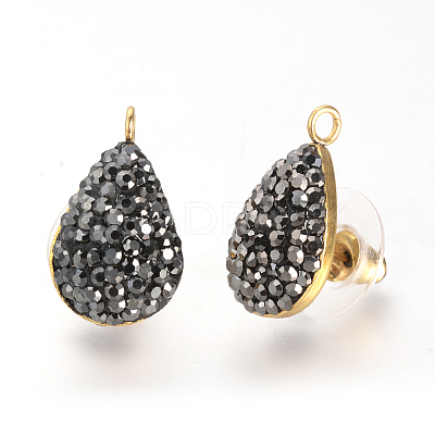 Polymer Clay Rhinestone Stud Earring Findings X-EJEW-S197-01-1