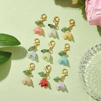 Lily Acrylic Pendant Decorations HJEW-JM01890-02-1