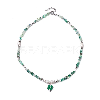 Glass & Brass & Pearl Beaded Necklaces for Women X1-NJEW-TA00158-1
